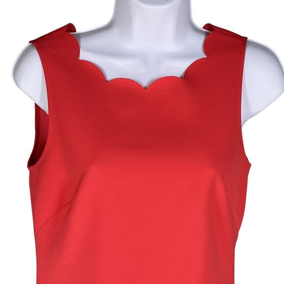 J Crew Womens 2 Coral Scallop Sleeveless Shift Dress Side Zip Timeless Career - Picture 8 of 14